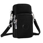 WITERY Small Crossbody Bag for Women - Multi Zipper Nylon Waterproof Cell Phone Purse Phone Pouch with Adjustable Strap, Mini Travel Purse Wallet Wristlet