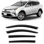 CLIM ART Incredibly Durable Rain Guards for Toyota RAV4 2013-2018 SUV, Original Tape-on Window Deflectors, Vent Deflector, Vent Window Visors for Cars, Dark Smoke, Car Accessories, 4 pcs- 413299