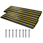 Happybuy 3 Pack Driveway Rubber Curb Ramps Kit Heavy Duty Car Threshold Ramp 2.5 Inch High 1-Channel Cord Cover Curbside Bridge Ramp for Loading Dock Garage Sidewalk (1-Channel, 3Pack-Curb Ramp)