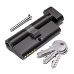 Bwintech 70mm(35T/35) Black Euro Cylinder Lock,Door Barrel Lock,Thumbturn Knob with 3 Standard Keys,Anti-Pick,Anti-Bump,Anti Drill,High Security for UPVC,Wooden,Composite Doors