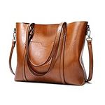 Womens Handbags Soft Leather Large Capacity Retro Vintage Top-Handle Casual Pocket Tote Shoulder Cross-Body Bags Brown