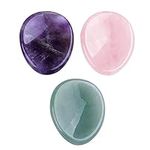 ideayard 3Pcs Thumb Worry Stones for Anxiety Healing Crystals Stones Polished Pocket Stones Reiki Energy Gemstone Crystal Gifts