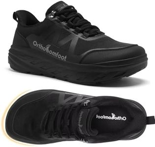 Men's Wide Toe Box Orthopedic Diabetic Sneakers: Breathable Walking Shoes with Arch Support. Ankle Pain Relief, Plantar Fasciitis Fit, Perfect for Outdoor Sports and Swollen Feet. Black, Size 8