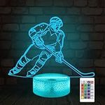 FULLOSUN Ice Hockey 3D Lamp, Bedside Illusion Optical Night Light LED 16 Colors Changing Remote Control Sport Fan, Personalized Bedroom Decor Best Birthday Gift for Kid Child Boy