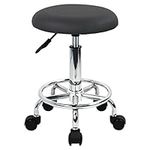 WKWKER Ergonomic Rolling Stool PU Leather Stool On Wheels Swivel Height Adjustable Seat Stool Chair For Kitchen Drafting Salon Lab Office Massage Stool(Gray)