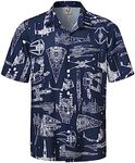 Hardaddy Men's Hawaiian Shirt Short Sleeves Printed Button Down Summer Beach Casual Shirts, Blue5, Medium