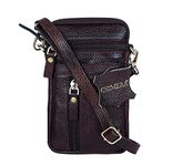 CHIMERA Genuine Leather Mobile Cross Body Sling Bag | Waist Pouch | Up to 6 Inches Mobile Phone for Men & Women (Brown)