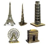 Lilone Metal Combo Showpieces For Home Decor Of Famous Landmark Miniature (5 Pcs Set) | Approx Size 8 Cm To 18 Cm (5), Metallic