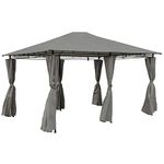 Charles Bentley 3m x 4m Steel Art Large Gazebo With Side Curtains Grey Powdered Coated Steel