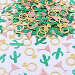 Sursurprise Bachelorette Confetti Fiesta Bachelorette Party Decorations - 200 Pack Cactus Wineglasses Diamond Ring Table Confetti Glitter for Mexican Bridal Shower Engagement Wedding Supplies