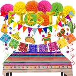 ZERODECO Fiesta Decorations Mexican Theme - Multicolor Mexican Banners Foil Fiesta Balloons Paper Pompoms Tablecloth Garlands String Pennant Festival Theme Swirls for Cinco De Mayo Party Supplies