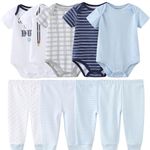 Kiddiezoom Baby 9-Piece Neutral Short Sleeve Long Pants Legging Outfit Set Clothes