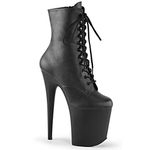 Pleaser Platform Lace up Front Ankle Boots Blk Faux Leather/Blk Matte 4 UK