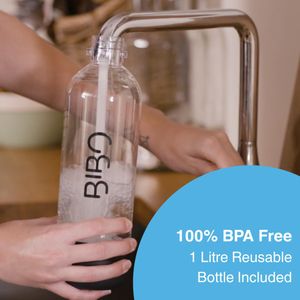 BIBO Sparkling Water Maker Bundle – 60L CO2, 4 BPA-Free Bottles, Black