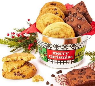 David’s Cookies Merry Christmas Gluten Free Assorted Cookies Bucket Sampler - 1.3Lbs Fresh Baked Gourmet Cookies and Brownies - All Natural Holiday Cookies Gift Basket - No Added Preservatives Christmas Cookies