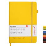 Deziliao Lined Journal Notebooks with Pen Loop, Hardcover Notebook Journal for Work, 100Gsm Premium Thick Paper with Inner Pocket, Medium 5.7''''x8.4'''', ?Yellow, Ruled, 1 Pack