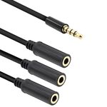 Xilaghy 3.5mm Headphone Splitter 1 to 3-Ways 3.5mm (1/8") TRRS 4-Pole Gold Plated Male to 3-Female Stereo Jack Splitter Audio Cable for Headphone and Microphones(50cm/20in)