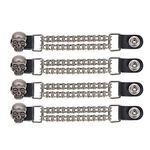 Dream Appeal Double Chain Skull Motorcycle Vest Extender, Belt Wide:3.5cm