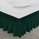 Utopia Bedding King Elastic Bed Ruffle - Easy Wrap Around Ruffle - Microfiber Bed Skirt with Adjustable Elastic Belt 16 Inch Tailored Drop - Hotel Quality Bedskirt, Fade Resistant (King, Emerald)