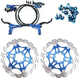 Zoom Hydraulic Disc Brakes Mountain Bike Sets MTB Front & Rear Set with Floating Disc Rotor 160mm & Color Bolts (Blue)