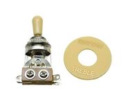 Dopro LP Guitar 3 Way Toggle Switch Chrome with Cream Tip and RHYTHM TREBLE Plate for Les Paul