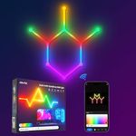 TOHETO Smart WiFi RGB LED Wall Light Lines, Music Sync DIY Geometry Splicing Gaming Lights, 16M+ Color Changing Home Decor Lights Work with Alexa and Google Assistant for Game Room, Bedroom - 9 Bars