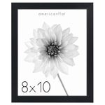 Americanflat 8x10 Picture Frame in Black - Deep Molding Frame with Shatter-Resistant Glass, Built-in Easel, and Hanging Hardware Included for Wall and Tabletop Display