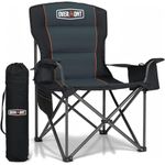 OVERMONT 204kg Oversized Camping Chair for Adults with Cooler Bag & Carry Bag-Heavy Duty Folding Chair Support 450LBS with High Back & Cup Holder Comfy for Garden Picnic Beach Outdoor Fishing