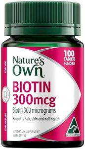 Nature's Own Biotin 300mcg Tablets 100 - Maintains Healthy Nails, Hair, and Skin - Supports Energy Production - Aids in Break Down of Dietary Fats