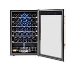 Smad 33 Bottle Wine Fridge, 48cm Wine Cooler Fridge with Glass Door, Under-Counter Wine Fridge, Touch Screen & LED Light, (Stainless Steel Frame, Black), 95L