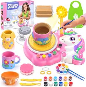 Pottery Wheel for Kids, Electric Unicorn Toy Pottery Kit with Foot Pedal & 2 Speeds, Arts and Crafts for Kids Ages 8-12, DIY Toys Complete Clay Painting Set with Art Supplies, Christmas Birthday Gifts