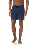 Quiksilver Men's Solid Elastic Waist Volley Boardshort Swim Trunk Bathing Suit Board Shorts, Navy Blazer, S