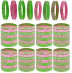 56 Pieces AKA Bracelet - AKA Sorority Gifts For Women - AKA Gadgets For Alpha Kappa Alpha - AKA Silicone Bracelet Charms Paraphernalia Wristbands - Salmon Pink And Apple Green