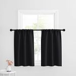 NICETOWN Small Blackout Curtains 2 Panels 30 Inches Long Tiers - Black Halloween Thermal Insulate Rod Pocket Room Darkening Short Window Valances 2 Pieces for Closet/RV/Camper/Basement, 29 Inches Wide