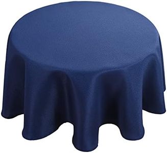 Biscaynebay Printed or Solid Fabric Table Cloths，Oil and Water Resistant Spill Proof Tablecloths for Dining, Kitchen and Parties, Navy, 60" R