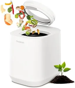 Ouaken Electric Composter for Kitchen, 4L Smart Countertop Compost Bin, Odorless | Low Noise | No Leaking | Turn Food Waste into Fertilizer Within 3 Hrs, Indoor Food Recycler Compost Machine, White