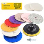 11PCS Wet/Dry Diamond Polishing Pads Kit for Granite Stone Concrete Marble Grinding Discs Set, 4 inch Polisher Wheel Disc for Polisher & Grinder, Mixed Grits 50, 100, 200, 500, 800, 1500, 3000, 6000