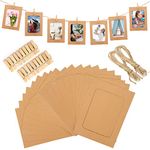 joycraft 20Pcs Paper Photo Frames, 4"x6" Kraft Cardboard Picture Hanging Kit with Wooden Clips and Jute Twine, DIY Clip Photo Display Holders for Home, Office, Wedding, and Party Decor