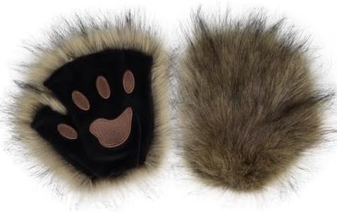 HAOAN Wolf Paw Gloves Faux Fur Cat Fingerless Mittens Winter Warm Cosplay Halloween Fancy Party Costume Accessories