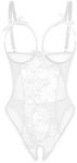 Avidlove Lingerie for Women Teddy One-Piece Lace Babydoll Bodysuit White L