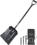 COFIT 47" Heavy Duty Car Snow Shovel, Wide Spade Aluminium Alloy Ice Sand Mud Removal Tool for Driveway Outdoor Camping and Garden, Metal Folding Snowmobile Kit, Black