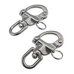 Pair 2-3/4inches Swivel Eye Snap Shackle Quick Release Bail Rigging Sailing Boat Marine 316 Stainless Steel for Sailboat Spinnaker Halyard