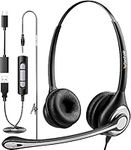 Wantek USB Headset with Microphone Noise Cancelling and in-line Controls, Wantek Computer Headphones for PC Skype UC SoftPhone Business Office Call Center