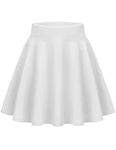 Zeagoo Women's Basic Casual Skirts A-Line Mini Flared Stretchy Skater Party Skirt White