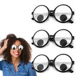 Abeillo 3 Pieces Funny Eyes Glasses Shaking Googly Eyes Glasses Giant Googly Eyewear Funny Costume Accessories for Halloween Adults Kids Party Favors