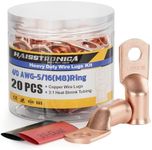 haisstronica 10pcs 4/0 AWG - 5/16"(M8) Battery Cable Lugs, Heavy Duty Wire Lugs with 10pcs 3:1 Adhesive Heat Shrink Tubing, 0000 Gauge Wire Lugs, Battery Terminal Connector, Battery Cable Ends