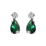 CLARA 925 Sterling Silver Solitaire Green Drop Earrings | Rhodium Plated, Swiss Zirconia stone | Precious Jewellery Gift for Women and Girls