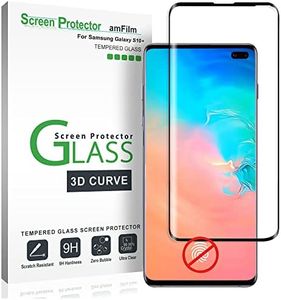 amFilm Glass Screen Protector for Galaxy S10 Plus, Not Compatible with The Fingerprint Scanner, Tempered Glass, Dot Matrix with Easy Installation Tray