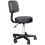 HOMCOM Beautician's Swivel Salon Chair w/Padded Seat Back 5 Wheels Adjustable Height Salon Hairdressers Tattoo Spa Rolling Cushion Professional 35cm Black