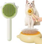 Fiopet Hair Brush, 2023 New Pet Hair Cleaner Brush, Cat Grooming Brush Long or Short Hair Cats Dogs, Self Cleaning Slicker Comb for Kitten Removes Tangles Loose Fur (Green)